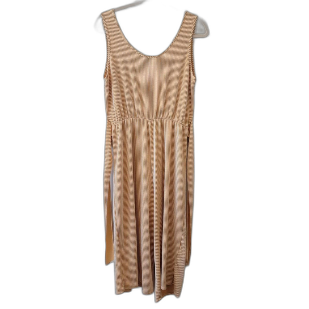 Lexington Avenue Yellow Striped Midi Dress Side Slit Size XXL